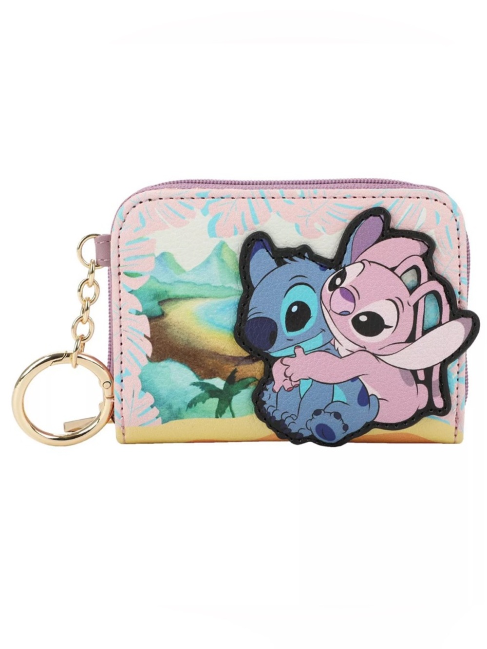 NWT Stitch & Angel Tropical Pastel Zip Cardholder Wallet - Pink, Blue